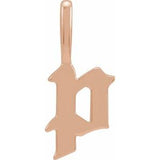 14K Rose Gothic Initial P Charm/Pendant Siddiqui Jewelers