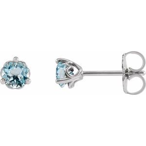 14K White 4 mm Natural Sky Blue Topaz Cocktail-Style Earrings Siddiqui Jewelers