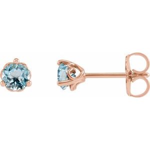 14K Rose 3 mm Natural Sky Blue Topaz Cocktail-Style Earrings Siddiqui Jewelers