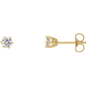 14K Yellow 3.2 mm SI2-SI3 1/4 CTW Diamond 6-Prong Wire Basket Earrings - Siddiqui Jewelers