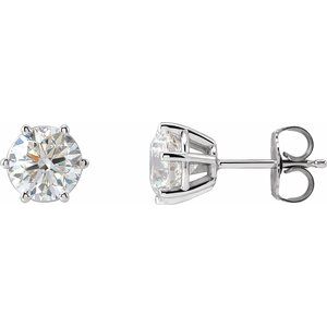 14K White 2 CTW Diamond 6-Prong Stud Earrings-Siddiqui Jewelers