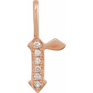 14K Rose .06 CTW Natural Diamond Gothic Initial R Charm/Pendant Siddiqui Jewelers