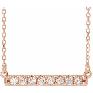 14K Rose 1/4 CTW Natural Diamond French-Set Bar 16" Necklace Siddiqui Jewelers