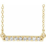 14K Yellow 1/8 CTW Natural Diamond French-Set Bar 18" Necklace Siddiqui Jewelers