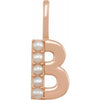 14K Rose Cultured White Freshwater Pearl Initial B Charm/Pendant Siddiqui Jewelers
