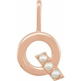 14K Rose Cultured White Freshwater Pearl Initial Q Charm/Pendant Siddiqui Jewelers
