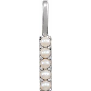 14K White Cultured White Freshwater Pearl Initial I Charm/Pendant Siddiqui Jewelers