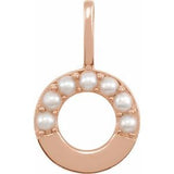 14K Rose Cultured White Freshwater Pearl Initial O Charm/Pendant Siddiqui Jewelers