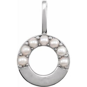 14K White Cultured White Freshwater Pearl Initial O Charm/Pendant Siddiqui Jewelers