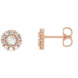 14K Rose 1/4 CTW Rose-Cut Natural Diamond Halo-Style Earrings Siddiqui Jewelers