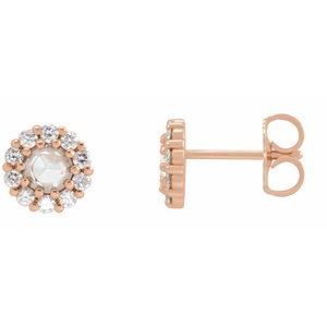 14K Rose 1/3 CTW Rose-Cut Natural Diamond Halo-Style Earrings Siddiqui Jewelers