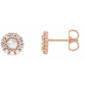 14K Rose 1/2 CTW Rose-Cut Natural Diamond Halo-Style Earrings Siddiqui Jewelers