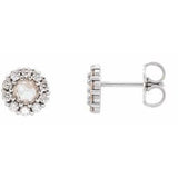 Platinum 1/4 CTW Rose-Cut Natural Diamond Halo-Style Earrings Siddiqui Jewelers