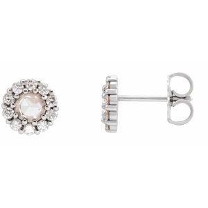 14K White 1/2 CTW Rose-Cut Natural Diamond Halo-Style Earrings Siddiqui Jewelers