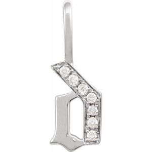 14K White .05 CTW Natural Diamond Gothic Initial D Charm/Pendant Siddiqui Jewelers
