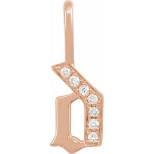 14K Rose .05 CTW Natural Diamond Gothic Initial D Charm/Pendant Siddiqui Jewelers