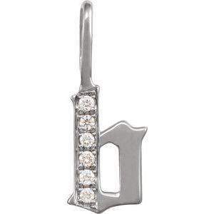 14K White .05 CTW Natural Diamond Gothic Initial B Charm/Pendant Siddiqui Jewelers