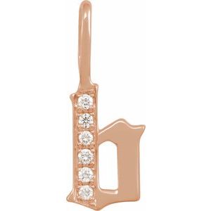 14K Rose .05 CTW Natural Diamond Gothic Initial B Charm/Pendant Siddiqui Jewelers