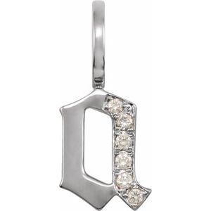 14K White .05 CTW Natural Diamond Gothic Initial A Charm/Pendant Siddiqui Jewelers