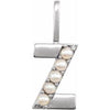 14K White Cultured White Freshwater Pearl Initial Z Charm/Pendant Siddiqui Jewelers