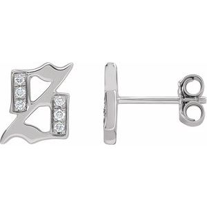 14K White .03 CTW Natural Diamond Gothic Initial S Earring Siddiqui Jewelers