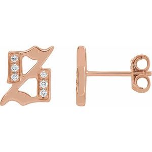 14K Rose .03 CTW Natural Diamond Gothic Initial S Earring Siddiqui Jewelers