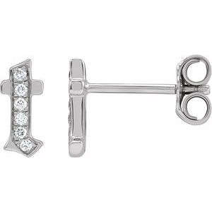 14K White .03 CTW Natural Diamond Gothic Initial T Earring Siddiqui Jewelers