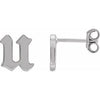 14K White Single Gothic Initial U Earring Siddiqui Jewelers