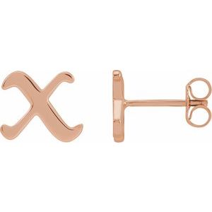 14K Rose Single Gothic Initial X Earring Siddiqui Jewelers