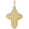 14K Yellow 19x13.7 mm Ornate Leaf Cross Pendant - Siddiqui Jewelers