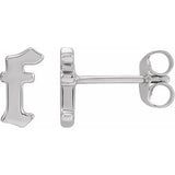 14K White Single Gothic Initial F Earring Siddiqui Jewelers