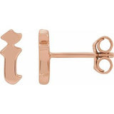 14K Rose Single Gothic Initial I Earring Siddiqui Jewelers