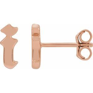 14K Rose Single Gothic Initial I Earring Siddiqui Jewelers