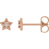 14K Rose Natural White Opal Petite Star Earrings Siddiqui Jewelers