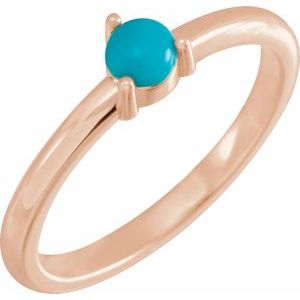 14K Rose Natural Turquoise Cabochon Ring Siddiqui Jewelers