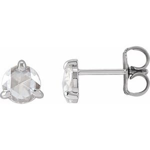 14K White 5 mmRose-Cut Lab-Grown Moissanite Stud Earrings Siddiqui Jewelers