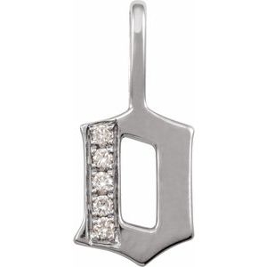14K White .05 CTW Natural Diamond Gothic Initial O Charm/Pendant Siddiqui Jewelers