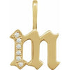 14K Yellow .06 CTW Natural Diamond Gothic Initial M Charm/Pendant Siddiqui Jewelers