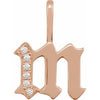 14K Rose .06 CTW Natural Diamond Gothic Initial M Charm/Pendant Siddiqui Jewelers