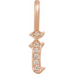 14K Rose .05 CTW Natural Diamond Gothic Initial I Charm/Pendant Siddiqui Jewelers