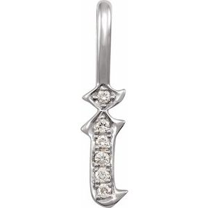 14K White .05 CTW Natural Diamond Gothic Initial I Charm/Pendant Siddiqui Jewelers