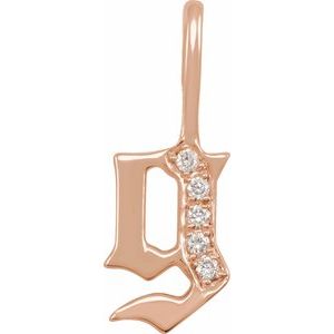 14K Rose .04 CTW Natural Diamond Gothic Initial G Charm/Pendant Siddiqui Jewelers