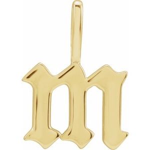 14K Yellow Gothic Initial M Charm/Pendant Siddiqui Jewelers