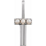 14K White Cultured White Freshwater Pearl Initial T Charm/Pendant Siddiqui Jewelers