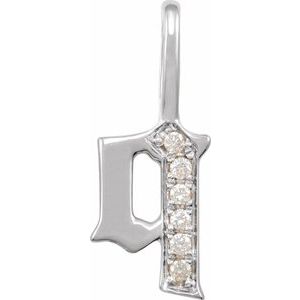14K White .04 CTW Natural Diamond Gothic Initial Q Charm/Pendant Siddiqui Jewelers