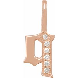 14K Rose .04 CTW Natural Diamond Gothic Initial Q Charm/Pendant Siddiqui Jewelers