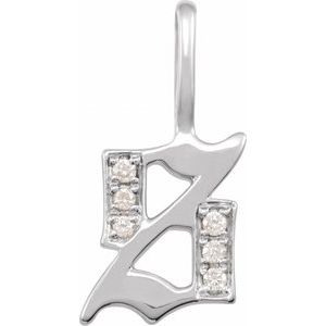 14K White .04 CTW Natural Diamond Gothic Initial S Charm/Pendant Siddiqui Jewelers