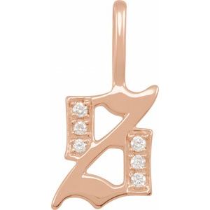 14K Rose .04 CTW Natural Diamond Gothic Initial S Charm/Pendant Siddiqui Jewelers
