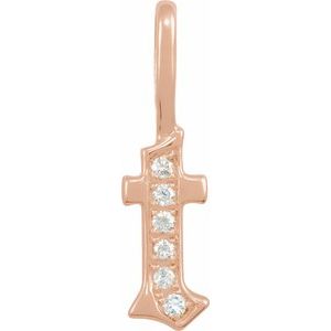14K Rose .04 CTW Natural Diamond Gothic Initial T Charm/Pendant Siddiqui Jewelers
