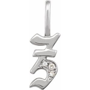 14K White .04 CTW Natural Diamond Gothic Initial Z Charm/Pendant Siddiqui Jewelers